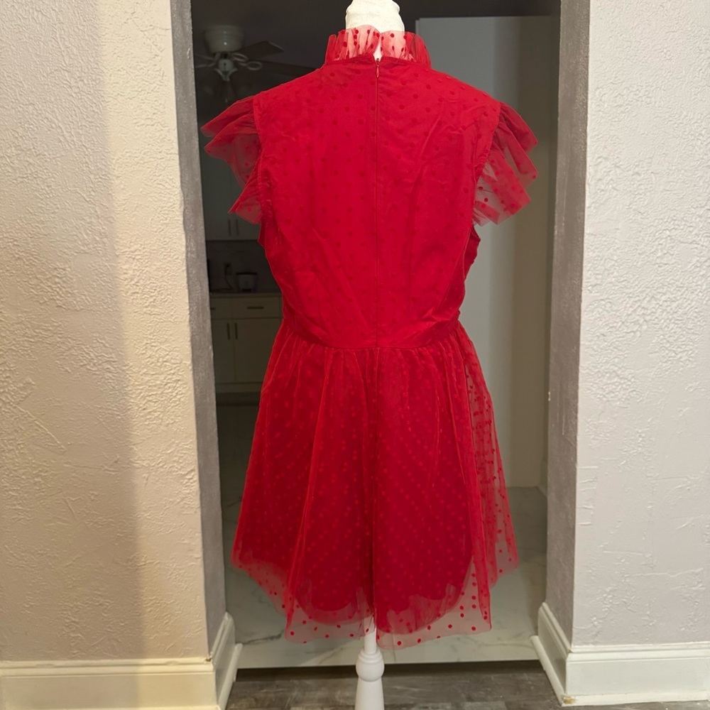 Forever 21 Red Fit and Flare Dress with Flutter Sleeves for Prom - Picture 10 of 11